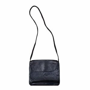 Talbots Woven Leather Crossbody Bag | Black Braided Leather Shoulder Purse